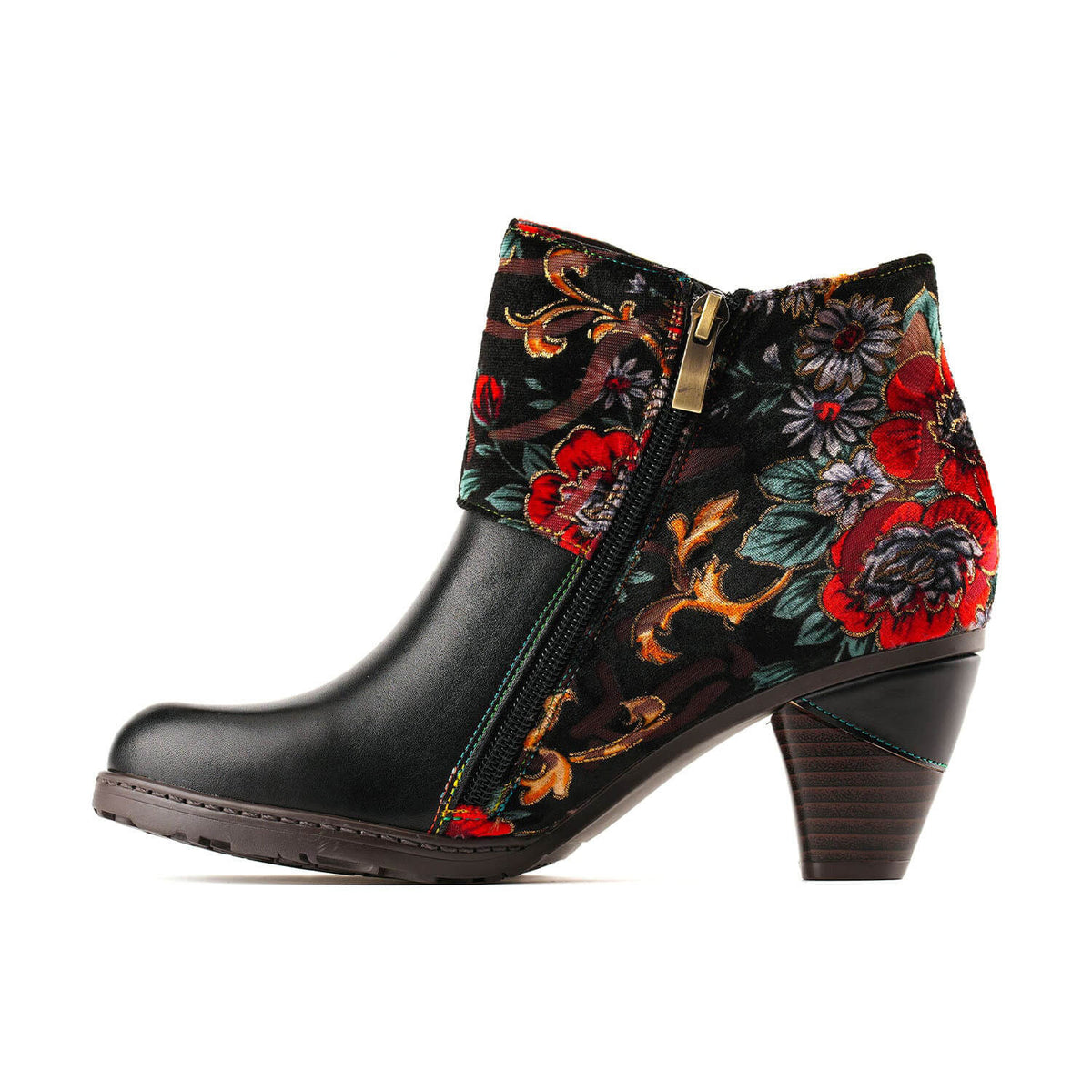 Retro Handmade Radiant Pattern Ankle Boots – product view 6