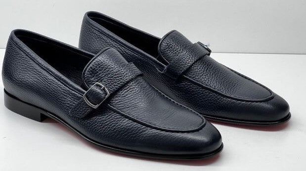 C&E Fashions  C Collection Deerskin Loafer - Navy – product view 4