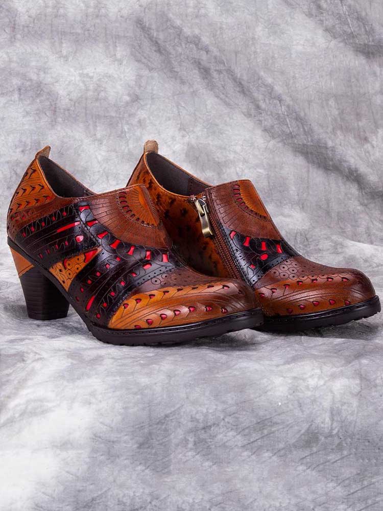 Emmeline Pattern Engraved Leather Shoes – product view 6
