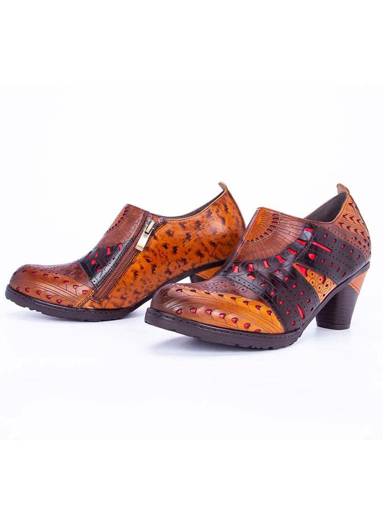 Emmeline Pattern Engraved Leather Shoes – product view 1