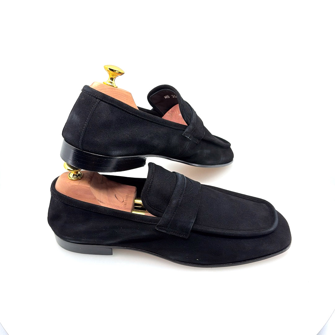 C&E Fashions  C Collection Suede Penny Loafer - Black – product view 6