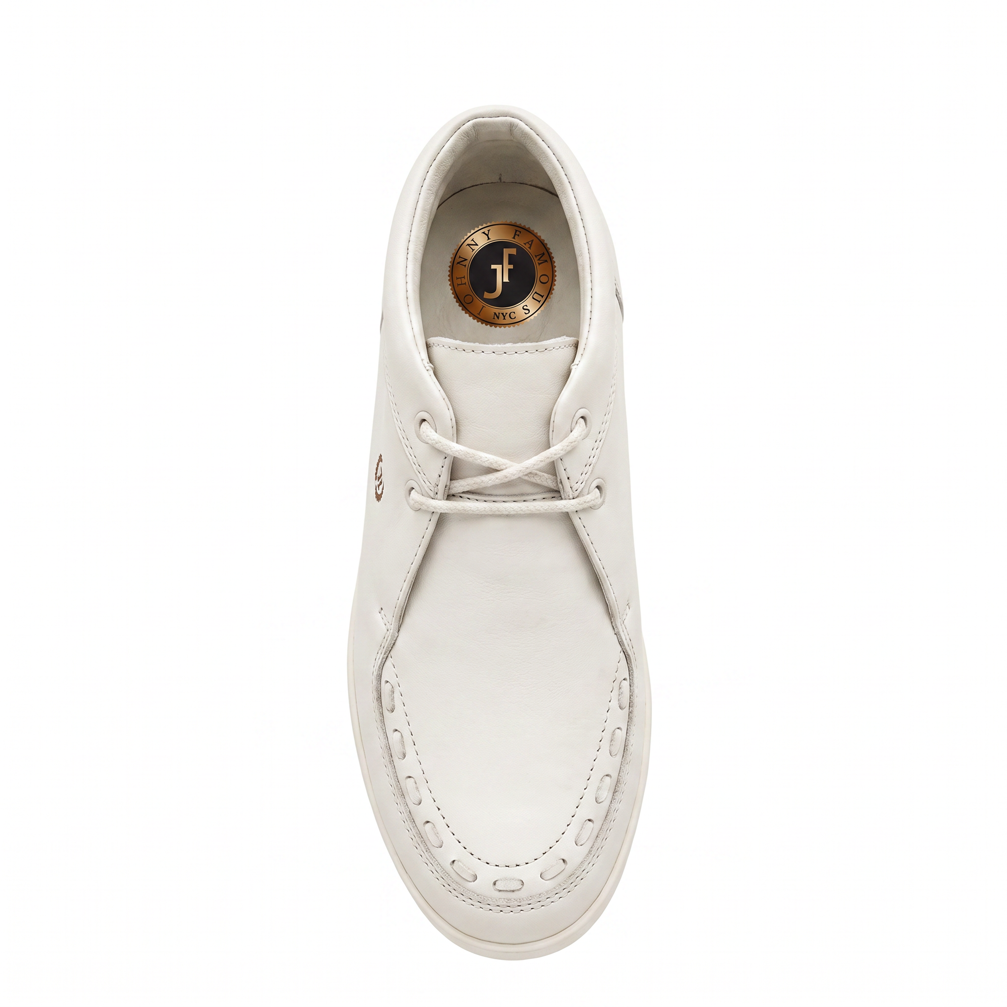 Johnny Famous Bally Style Soho Men's White Nappa Leather High Top Sneakers