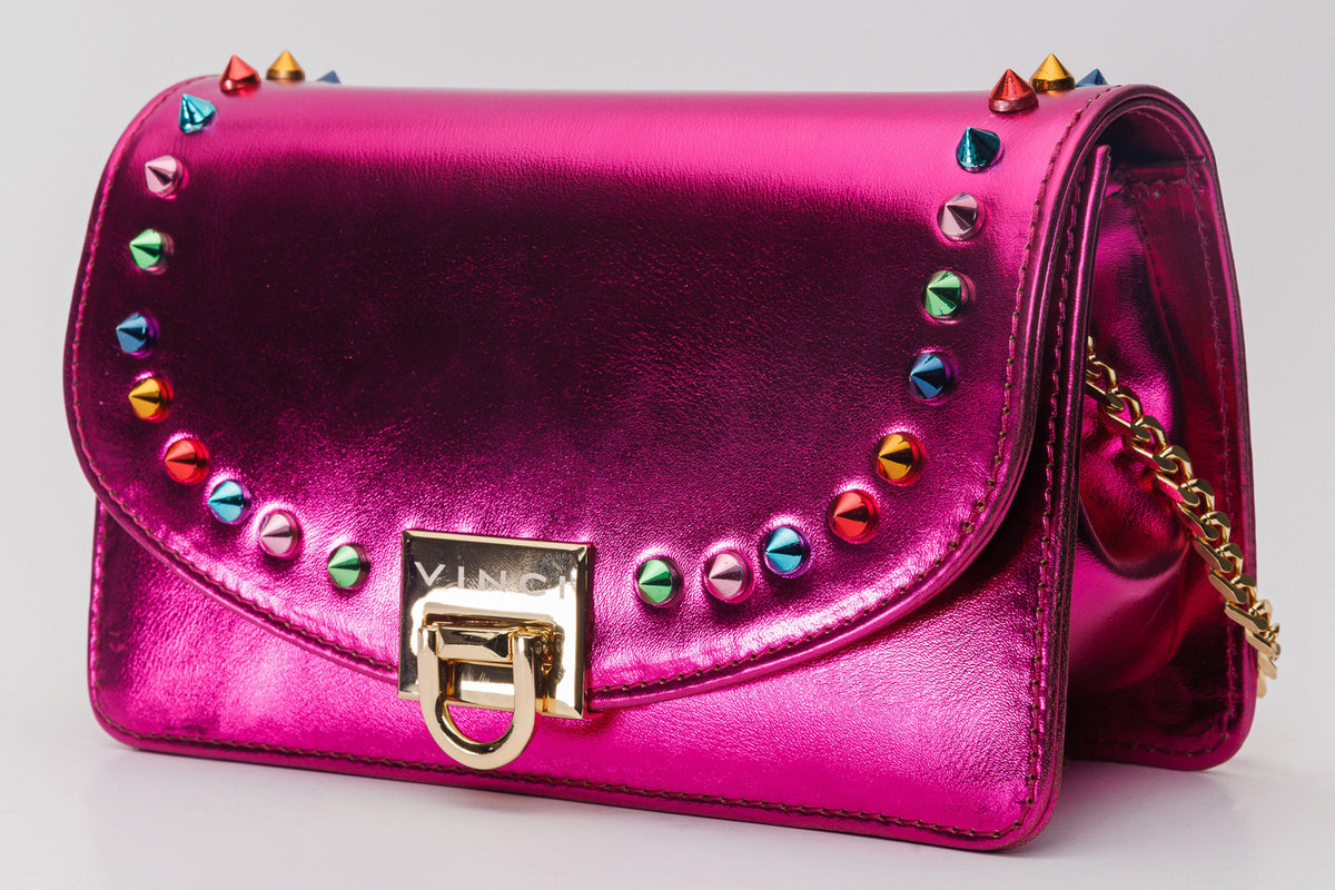 Vinci Leather The Caris Fuchsia Leather Handbag – product view 5