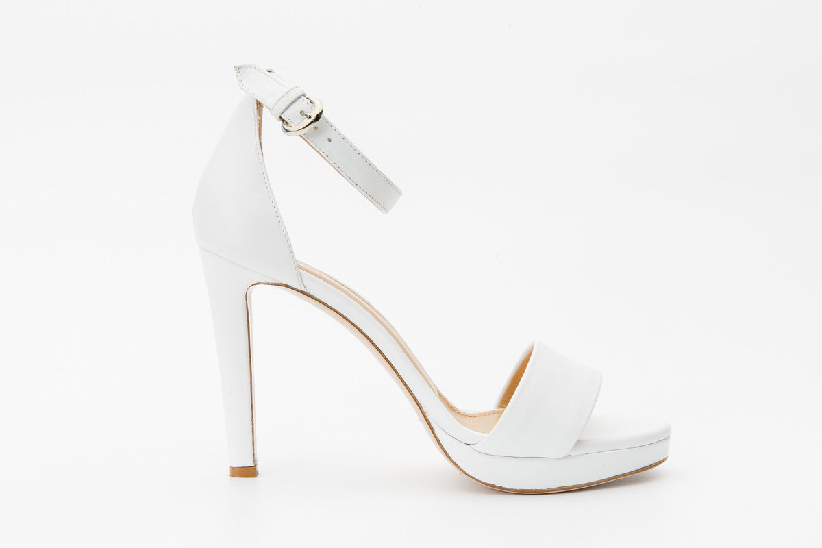 Vinci Leather The Aksu White Leather Ankle Strap Women Sandal Final Sale! – product view 5