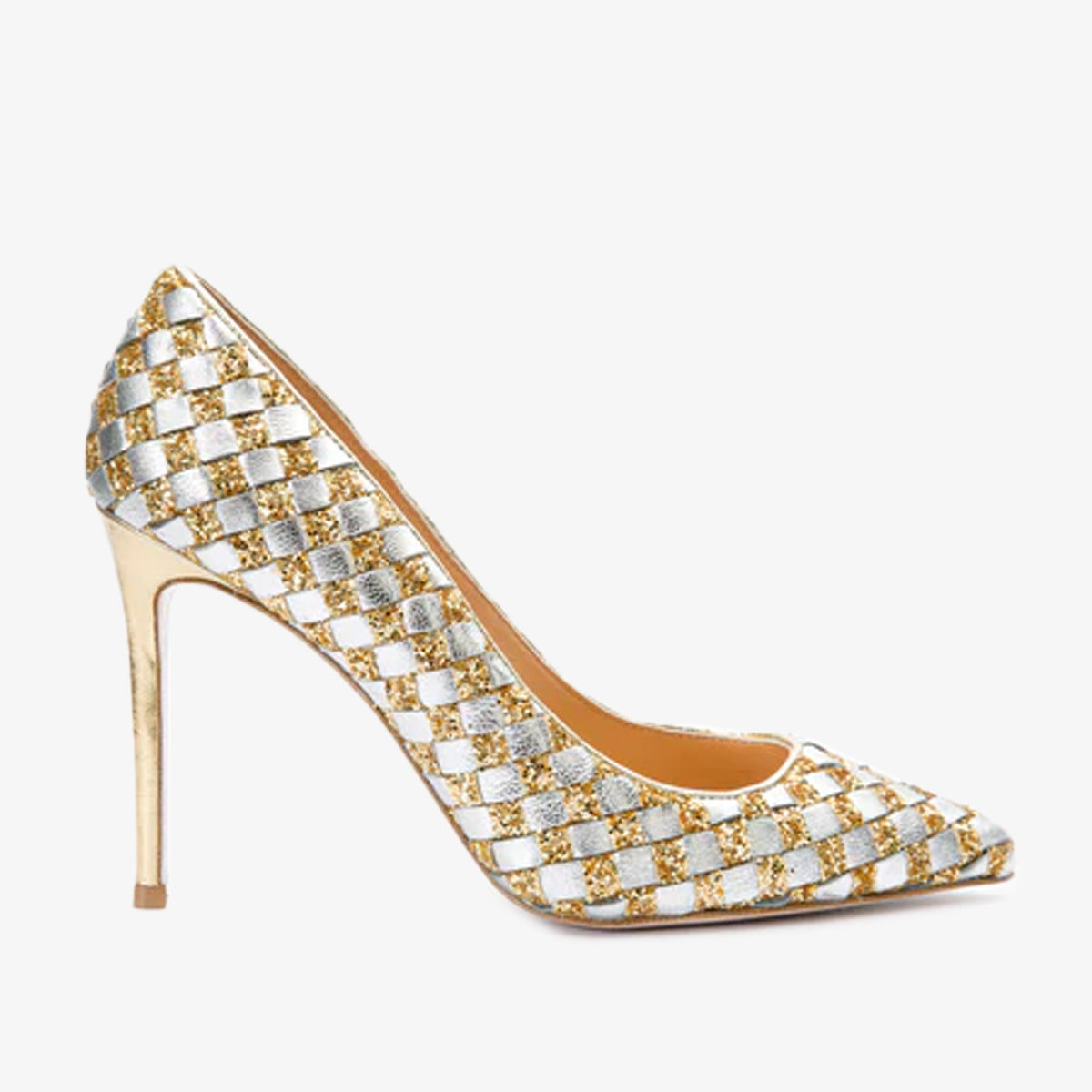Vinci Leather The Saks Tory Gold & Silver Handwoven Leather Pump Women Shoe – product view 1