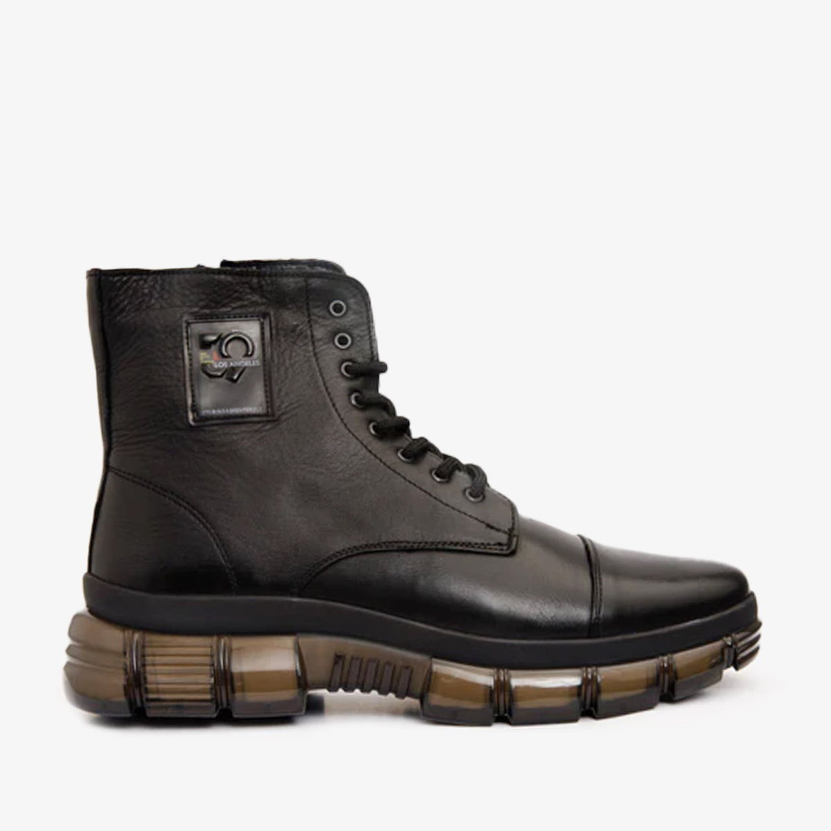 Vinci Leather The Ottova Black Leather Lace-Up Sneaker Men Boot with a Zipper – product view 1