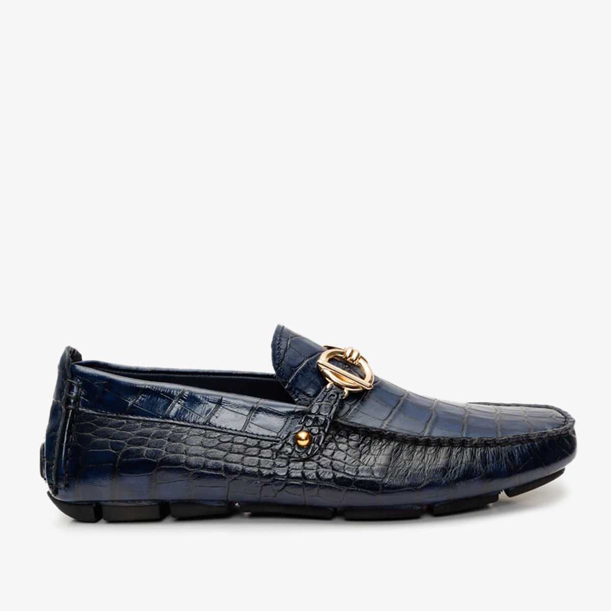 Vinci Leather The Pisa Navy Blue Leather Bit Drive Loafer Men Shoe – product view 1