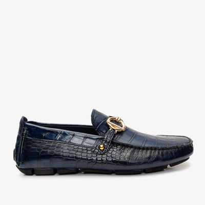 Vinci Leather The Pisa Navy Blue Leather Bit Drive Loafer Men Shoe – product view 1