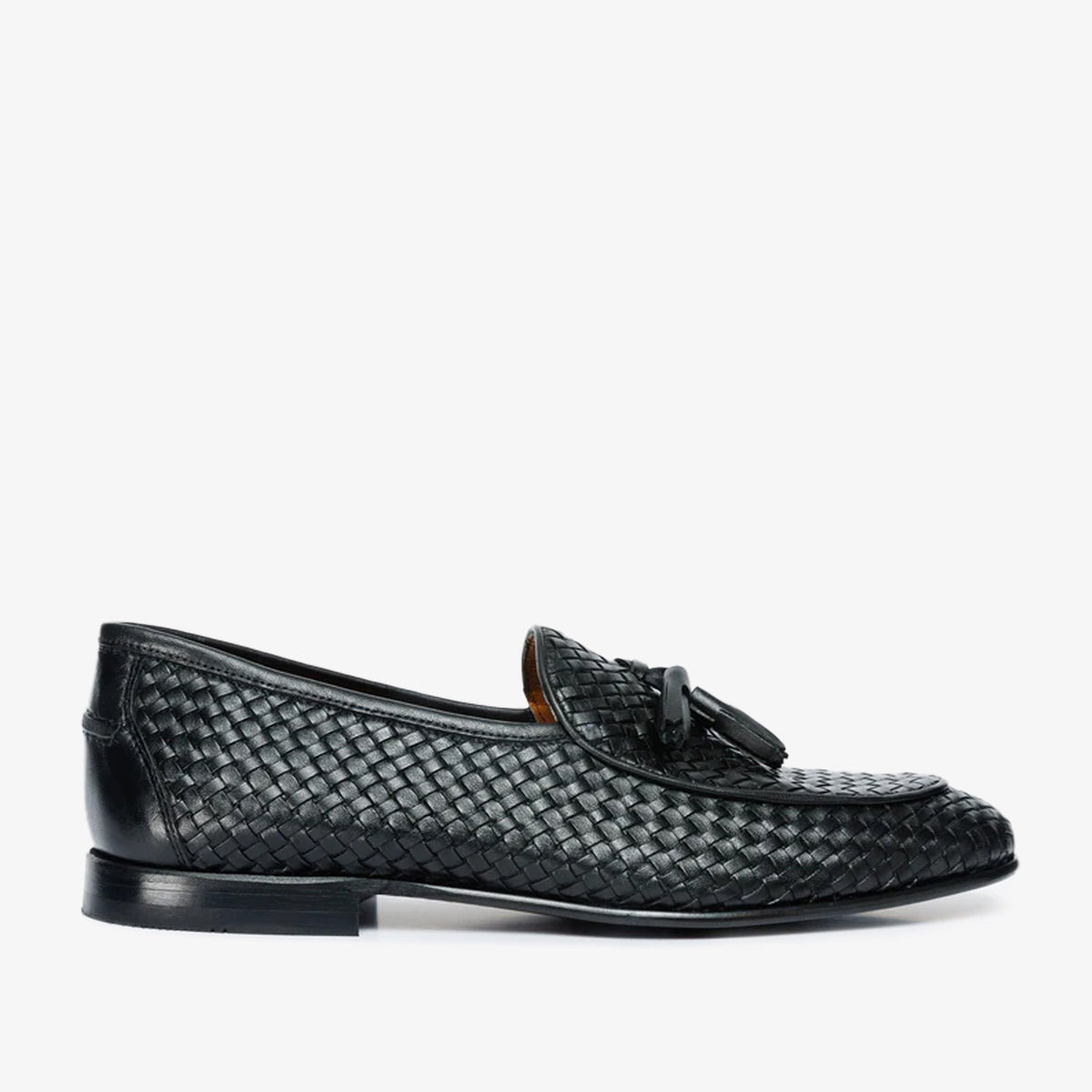 Vinci Leather The Mclean Shoe Black Leather Woven Tassel Loafer Men  Shoe – product view 1