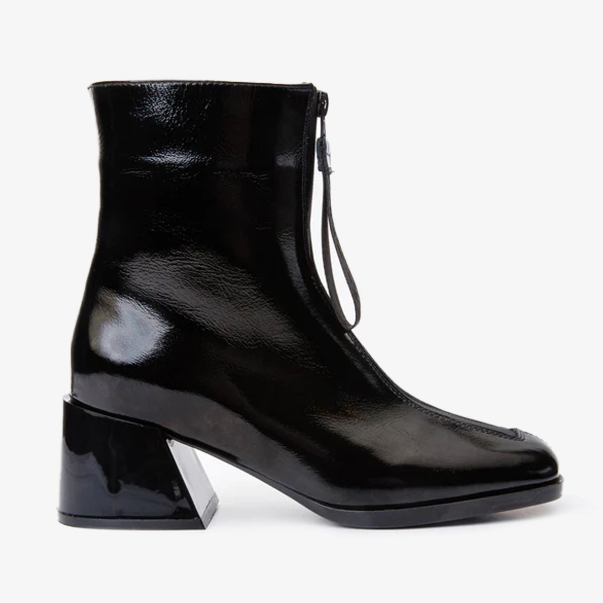 Vinci Leather The Tackle Black Patent Leather Block Heel Women Boot – product view 1