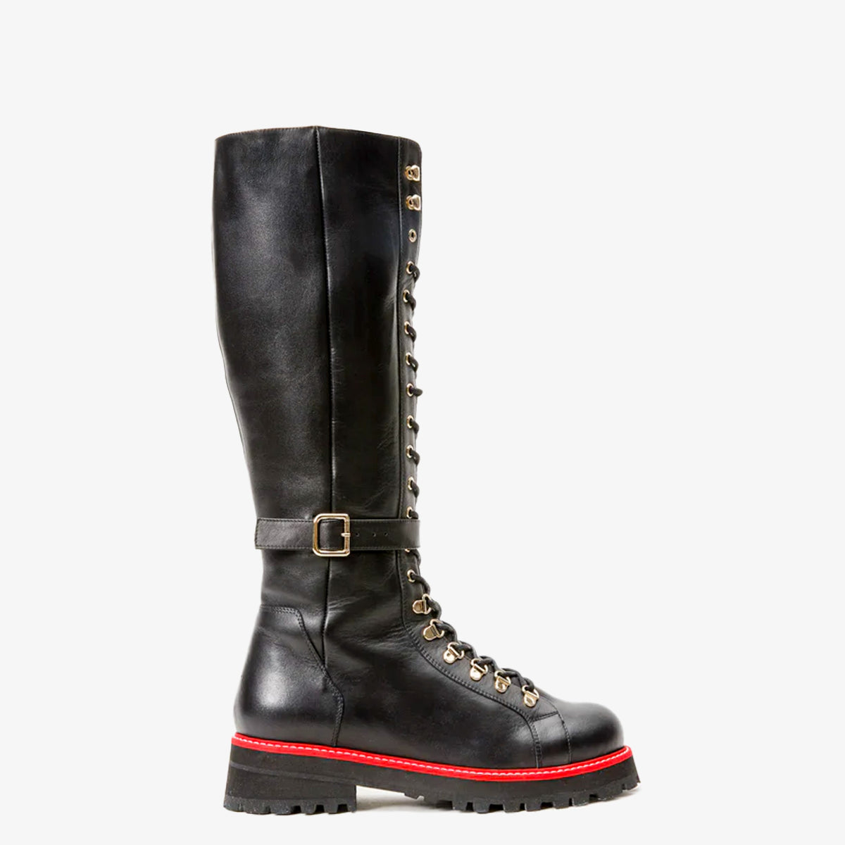 Vinci Leather The Istinye Black Leather Knee High Lace-Up Women Boot Limited Edition – product view 1