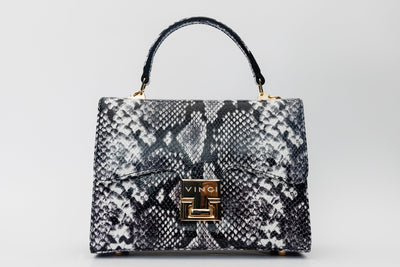 Vinci Leather The Venezia Black & White Leather Handbag – product view 2