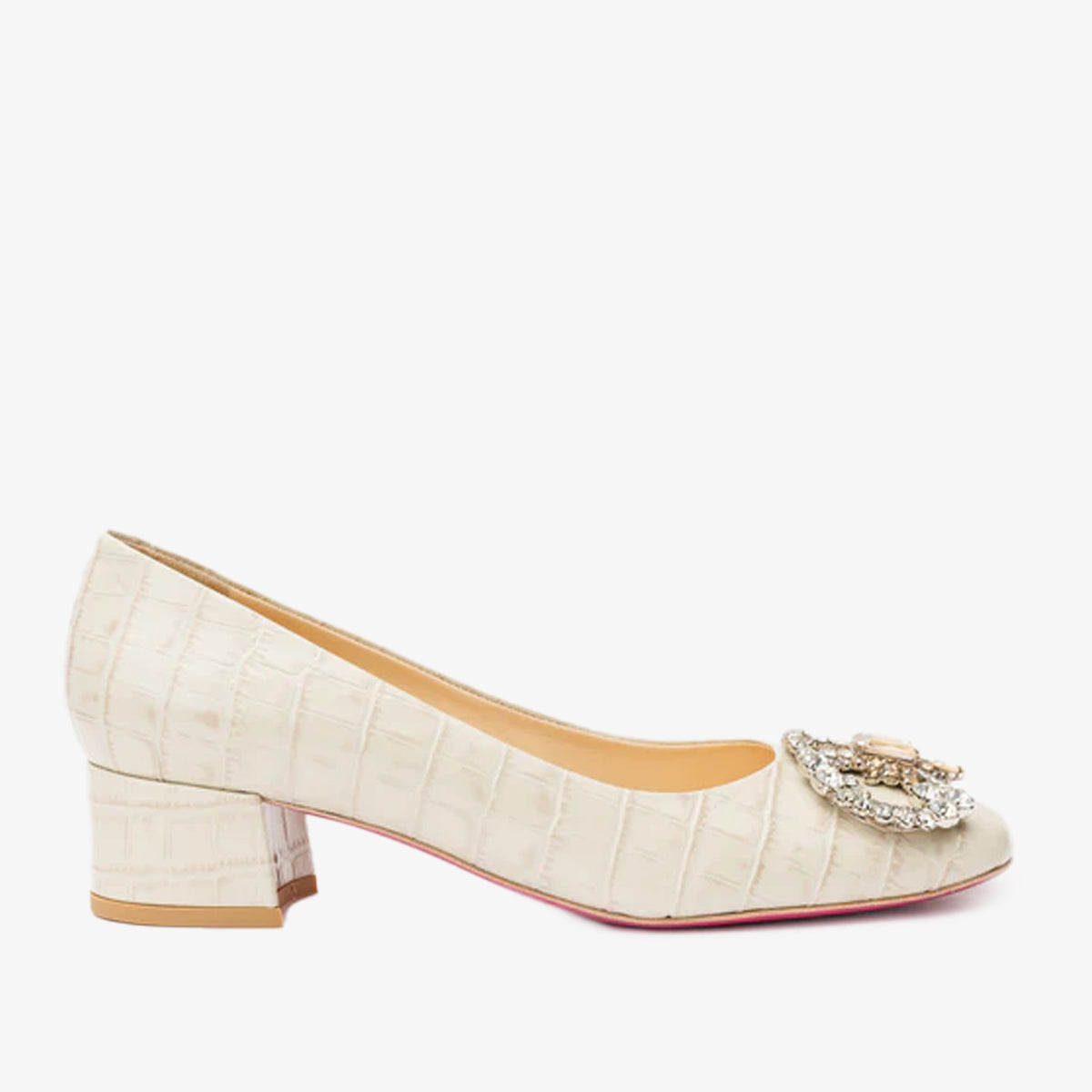 Vinci Leather The Foggia Cream Leather Block Heel Pump Women Shoe – product view 1
