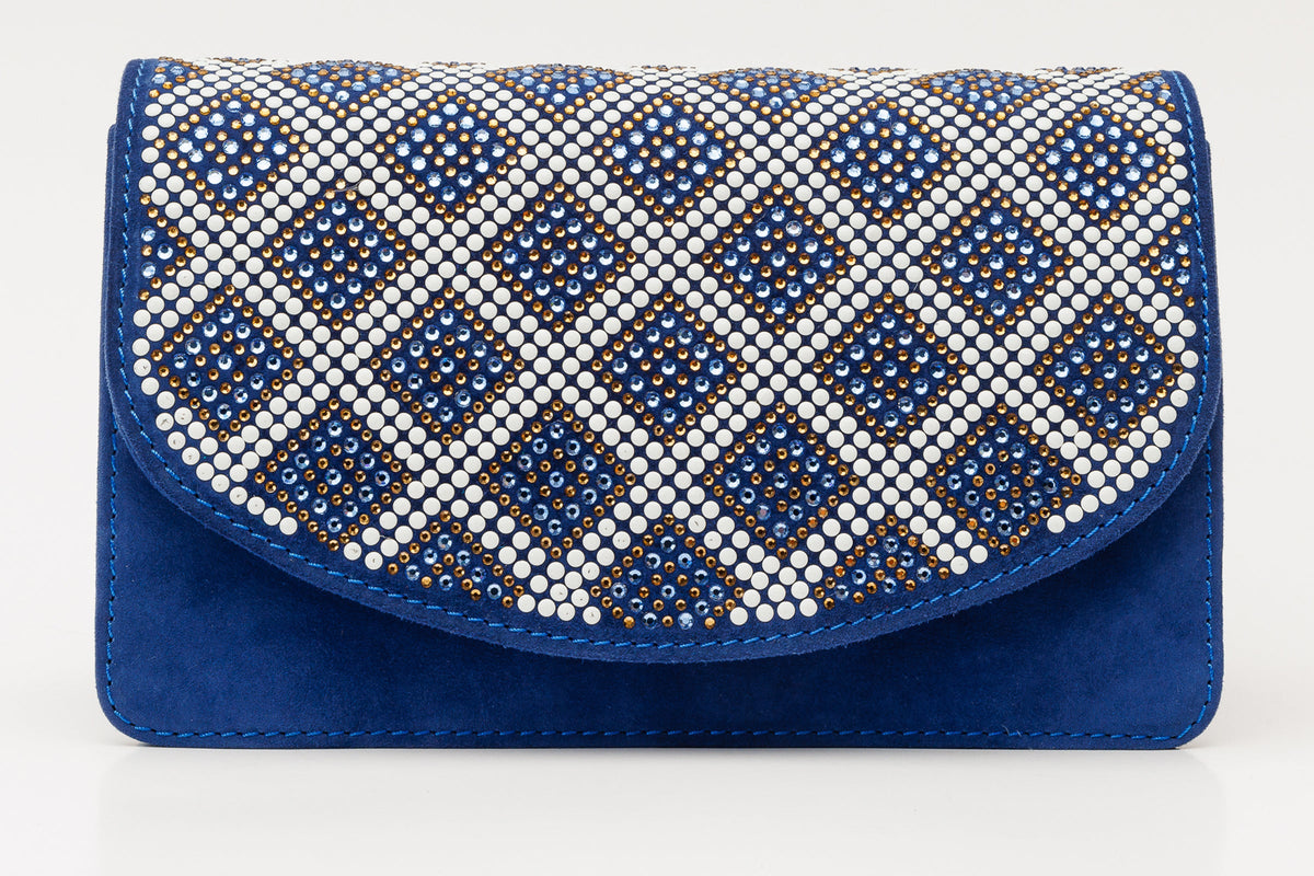 Vinci Leather The Nampula Sax Blue Glitter Leather Handbag – product view 3