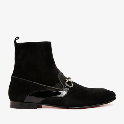 The Baron Black Suede Bit Zip-Up Dress Men Boot Final Sale!