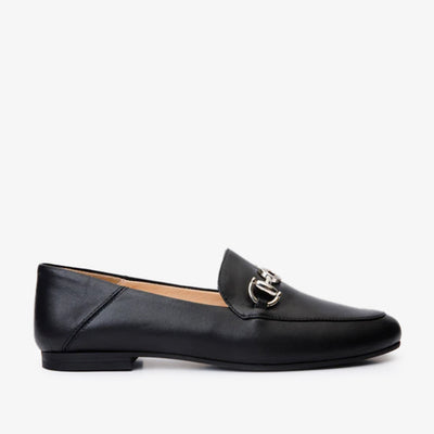 Luanda Black Leather Women Flat Shoe