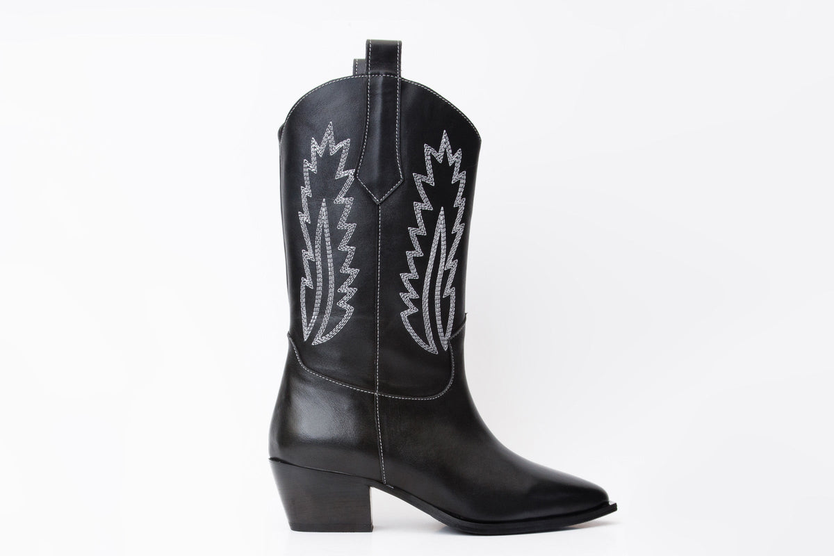 Vinci Leather The Togg Black Leather Cowboy Women Boot Final Sale! – product view 5