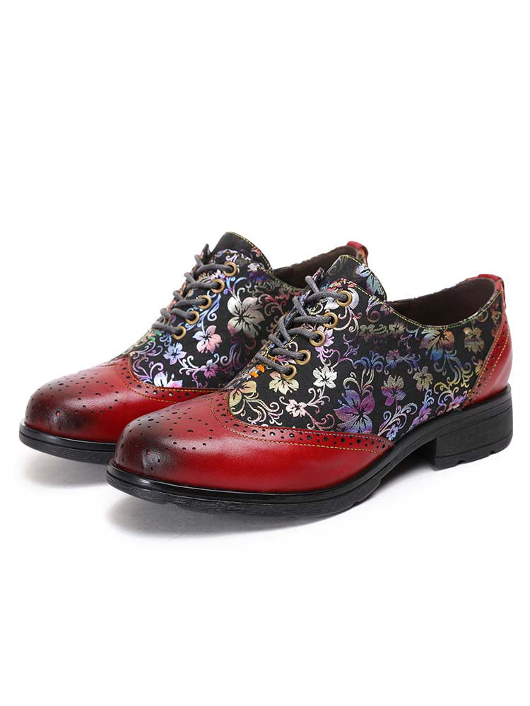 Karter Flower Handmade Brogue Flat Shoes – product view 2