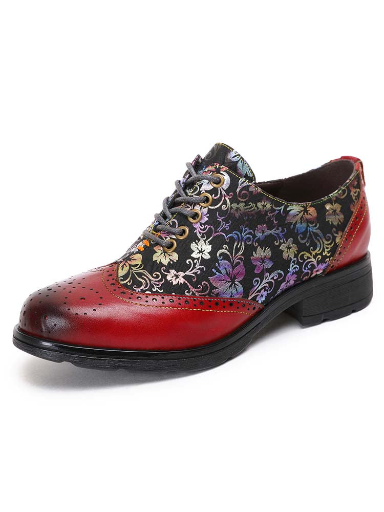 Karter Flower Handmade Brogue Flat Shoes – product view 1