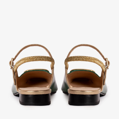 The Rosalinda Green Patent Leather Women Flat Slingback Sandal