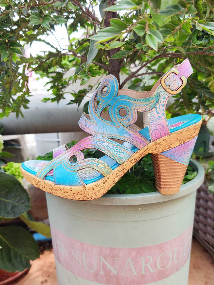 Zendaya Hand-painted Genuine Leather Sandals – product view 7