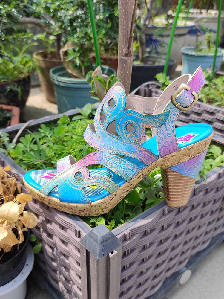 Zendaya Hand-painted Genuine Leather Sandals – product view 5