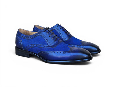 Carrucci Shoes Men's Wingtip Oxford Leather And Suede KS509 25SC