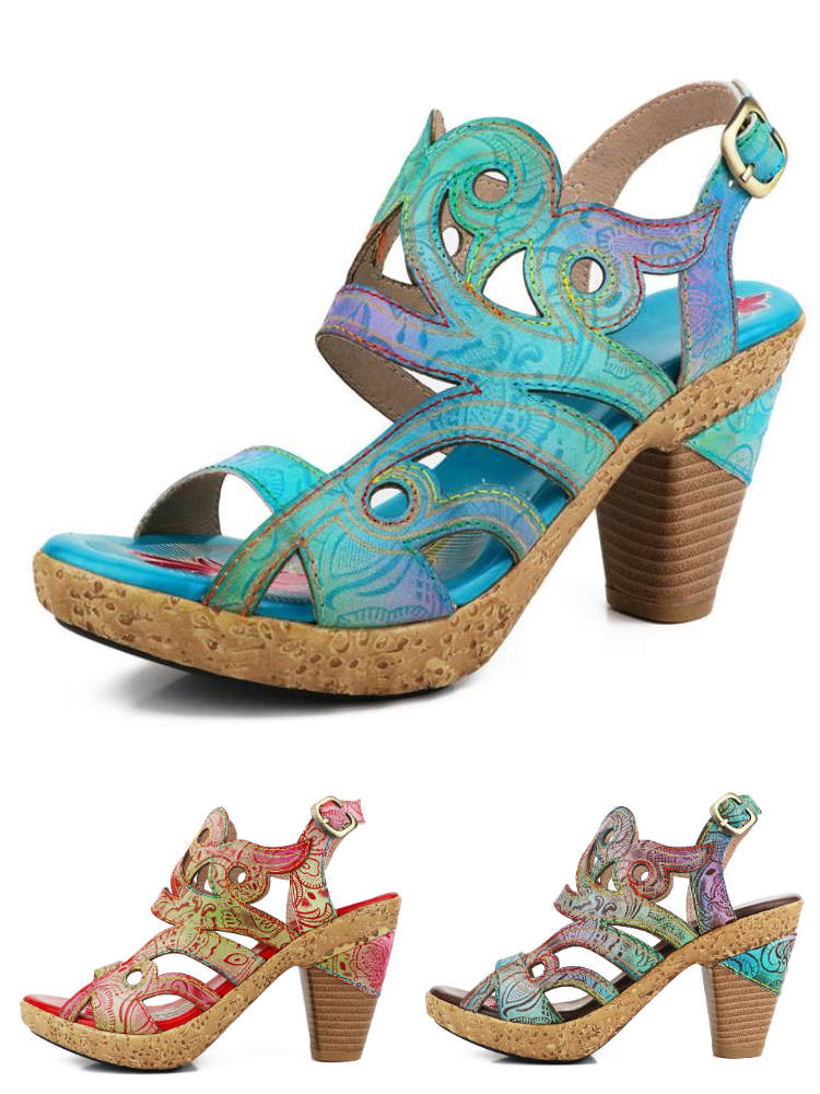 Zendaya Hand-painted Genuine Leather Sandals – product view 23