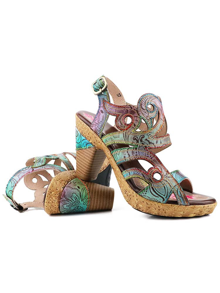 Zendaya Hand-painted Genuine Leather Sandals – product view 18