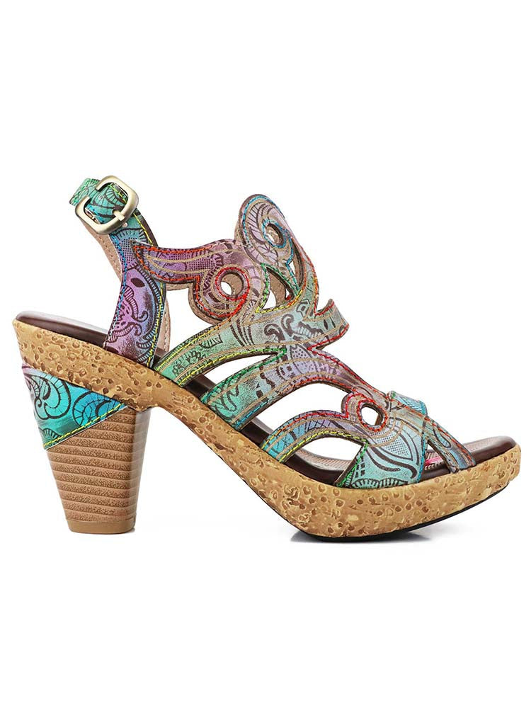 Zendaya Hand-painted Genuine Leather Sandals – product view 22