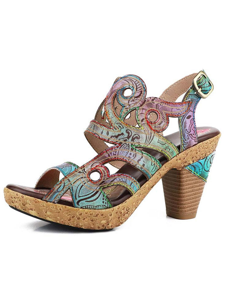 Zendaya Hand-painted Genuine Leather Sandals – product view 16