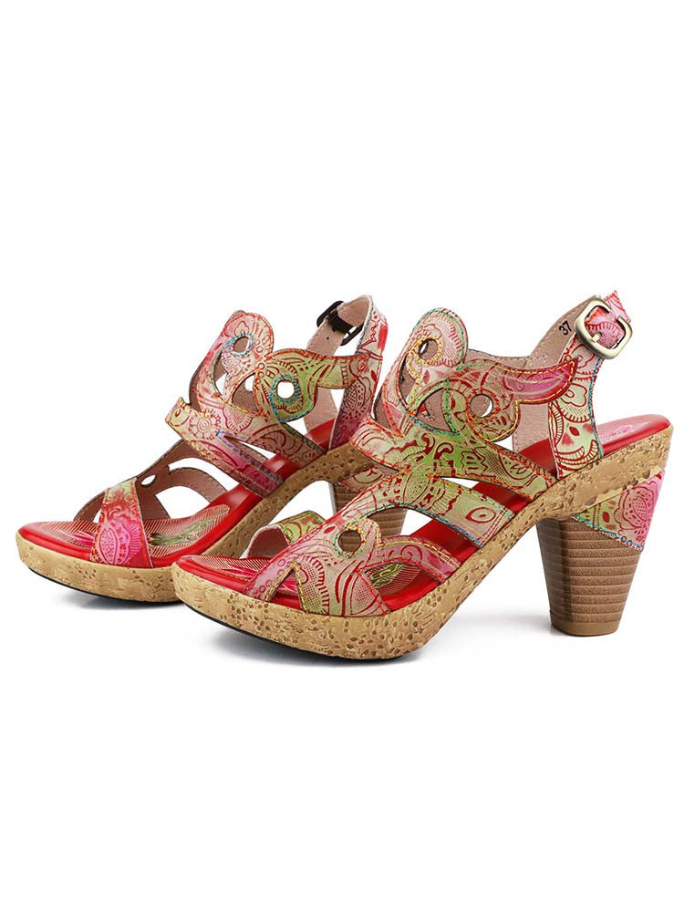 Zendaya Hand-painted Genuine Leather Sandals – product view 9