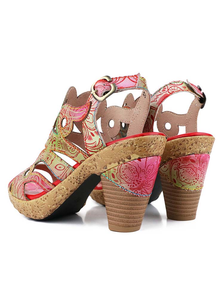 Zendaya Hand-painted Genuine Leather Sandals – product view 14