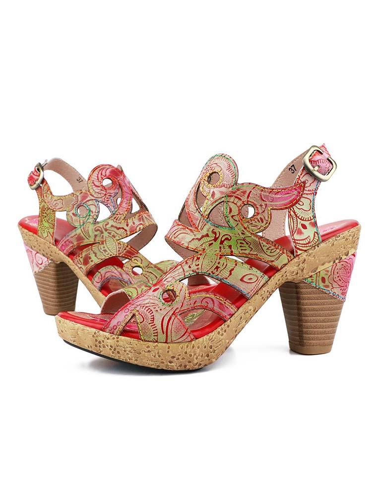 Zendaya Hand-painted Genuine Leather Sandals – product view 11