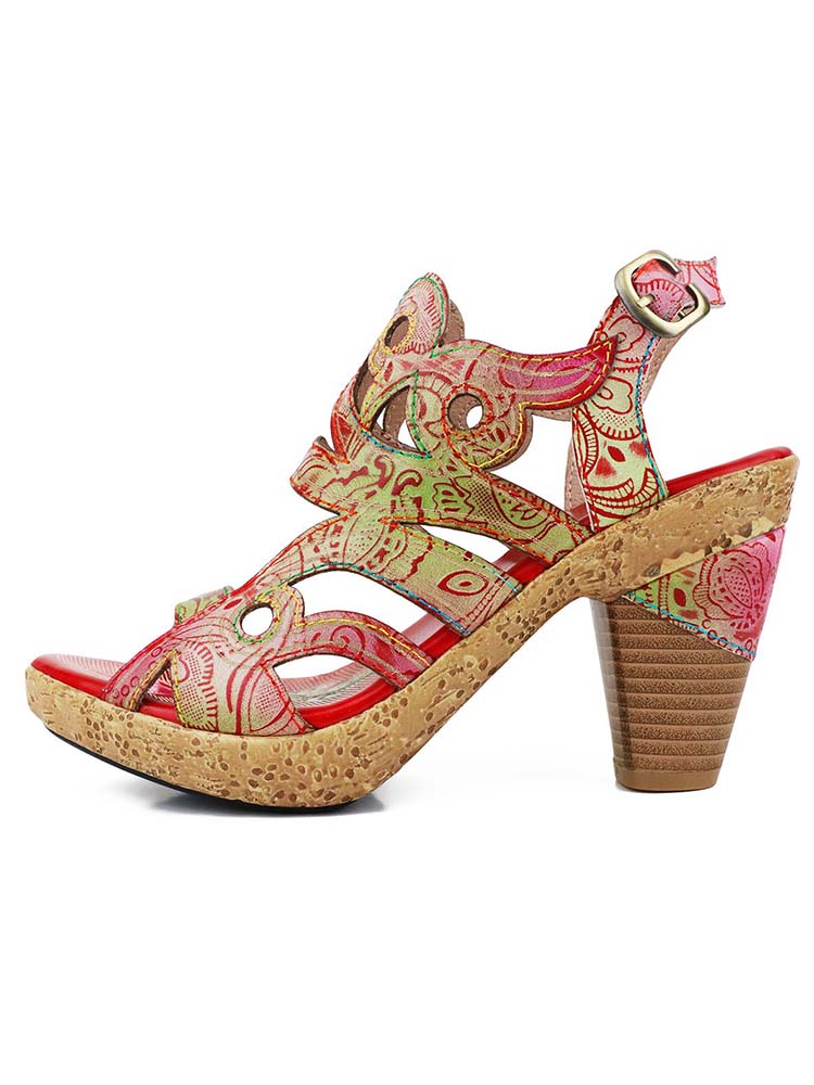Zendaya Hand-painted Genuine Leather Sandals – product view 13