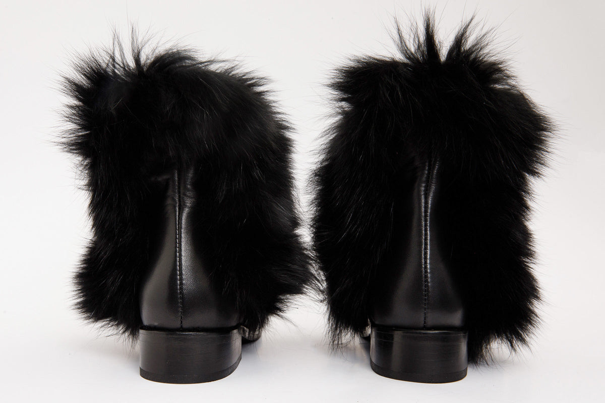 Vinci Leather The Izmir Black Leather Natural Fur Mid Calf Women Boot – product view 5