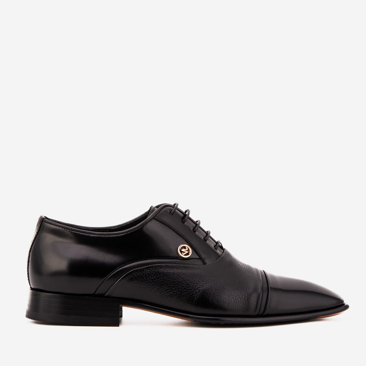 Vinci Leather The Rockwell Handmade Black Leather Cap Toe Men Oxford Shoe – product view 1