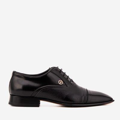 Vinci Leather The Rockwell Handmade Black Leather Cap Toe Men Oxford Shoe – product view 1