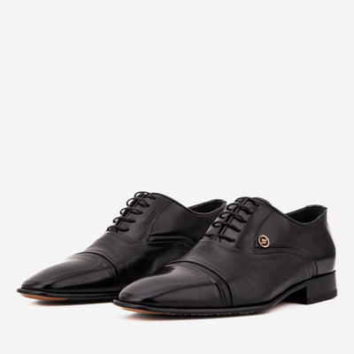 Vinci Leather The Rockwell Handmade Black Leather Cap Toe Men Oxford Shoe – product view 2