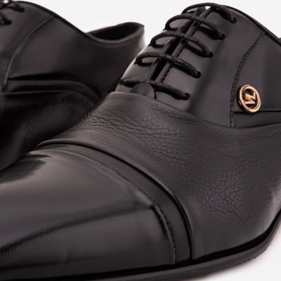 Vinci Leather The Rockwell Handmade Black Leather Cap Toe Men Oxford Shoe – product view 5
