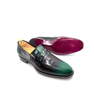 Maurice Mirage Custom Made Alligator Loafer - Green