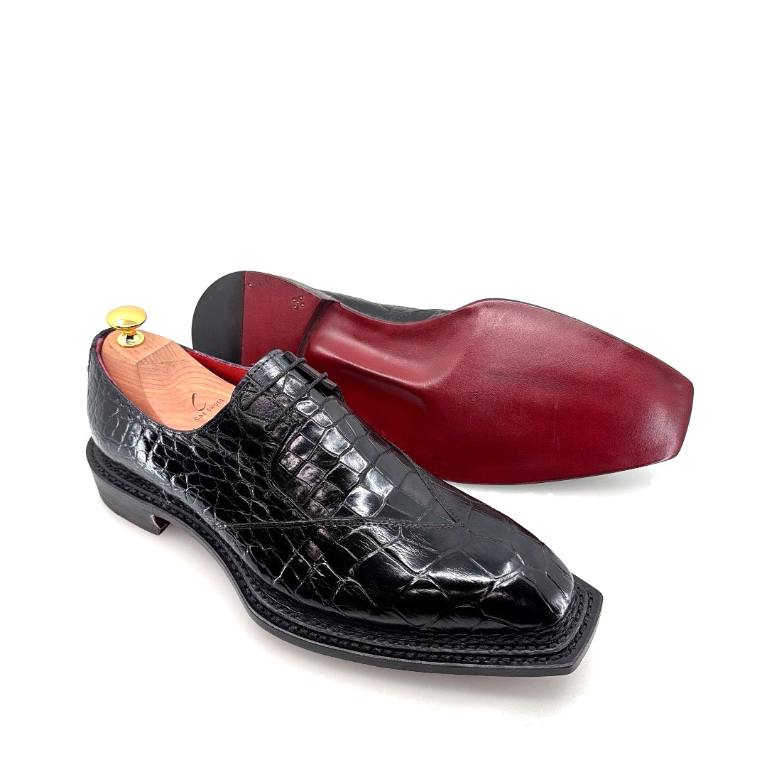 C&E Fashions  Maurice Legend Custom Made Alligator Lace-Up Shoe - Black – product view 8