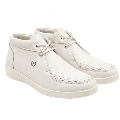 Johnny Famous Soho Men's White Nappa Leather High-Top Sneakers | Retro Bally-Inspired