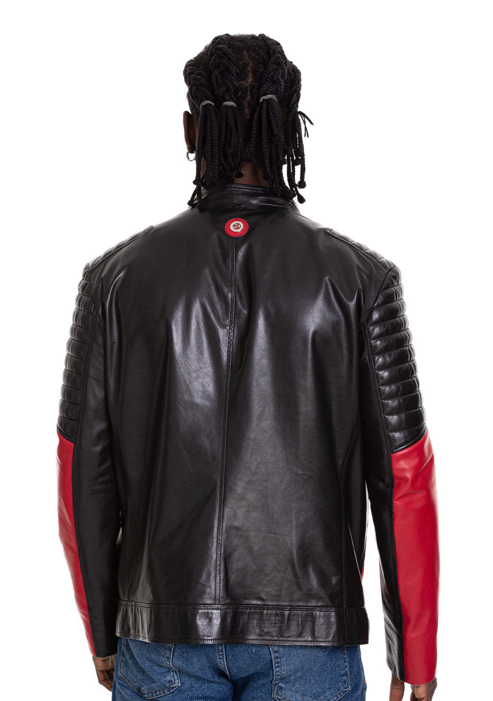 Vinci Leather The Martos Black & Red Leather Men Jacket – product view 4