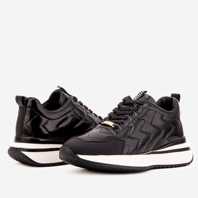 The Veneto Black Leather Men Sneaker