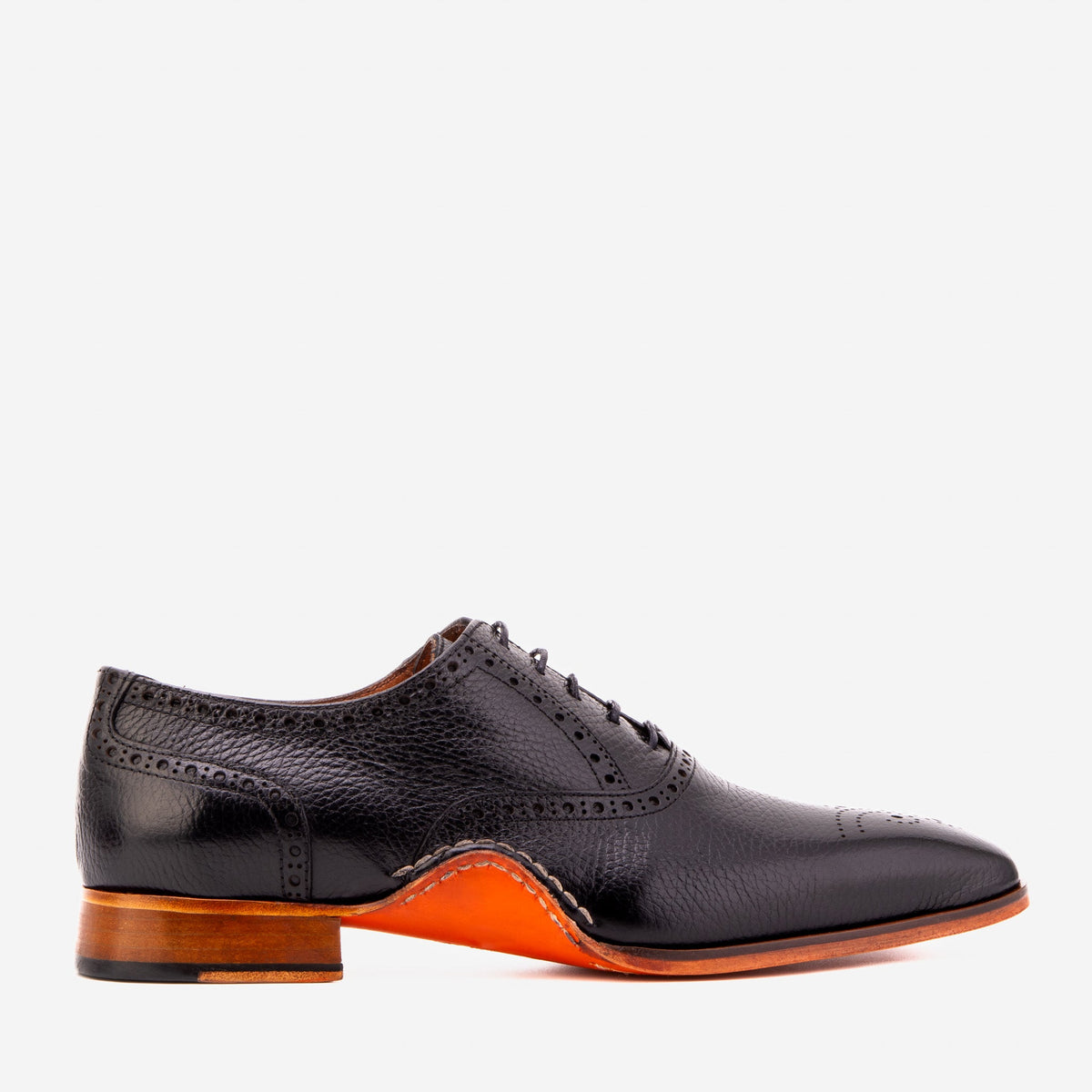 Vinci Leather The Draco Handmade Black Semi Brogue Oxford Men Shoe – product view 1