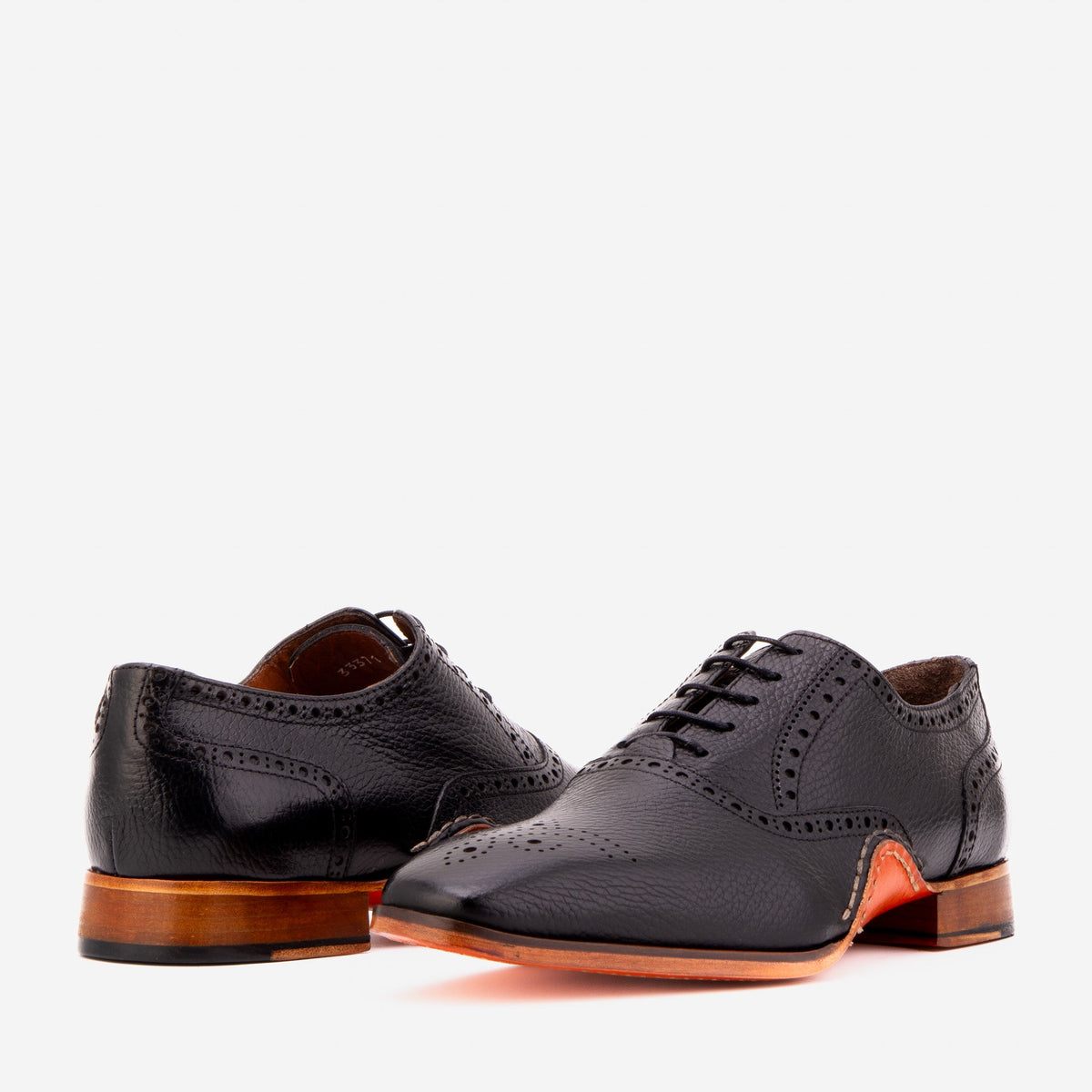 Vinci Leather The Draco Handmade Black Semi Brogue Oxford Men Shoe – product view 6
