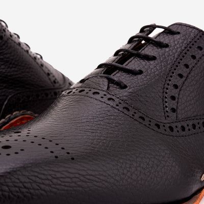 Vinci Leather The Draco Handmade Black Semi Brogue Oxford Men Shoe – product view 3