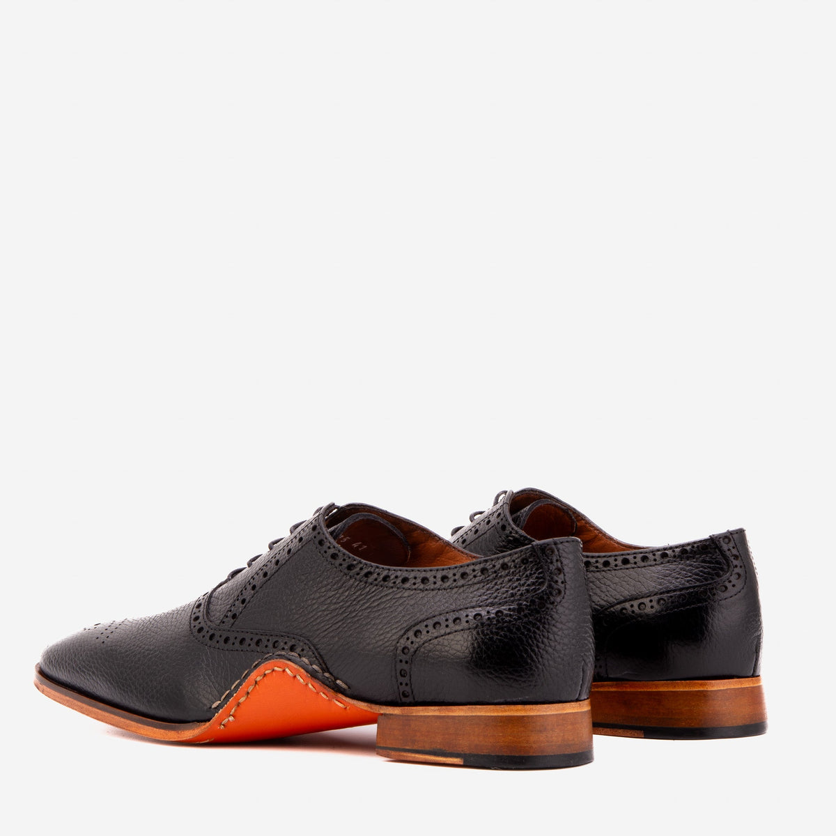 Vinci Leather The Draco Handmade Black Semi Brogue Oxford Men Shoe – product view 4