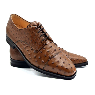 Zelli Italia Men's 23-538-BDY ANDREA Ostrich Quill Lace Up, Brandy